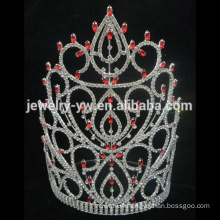 red large tall princess crystal tiara crown for women